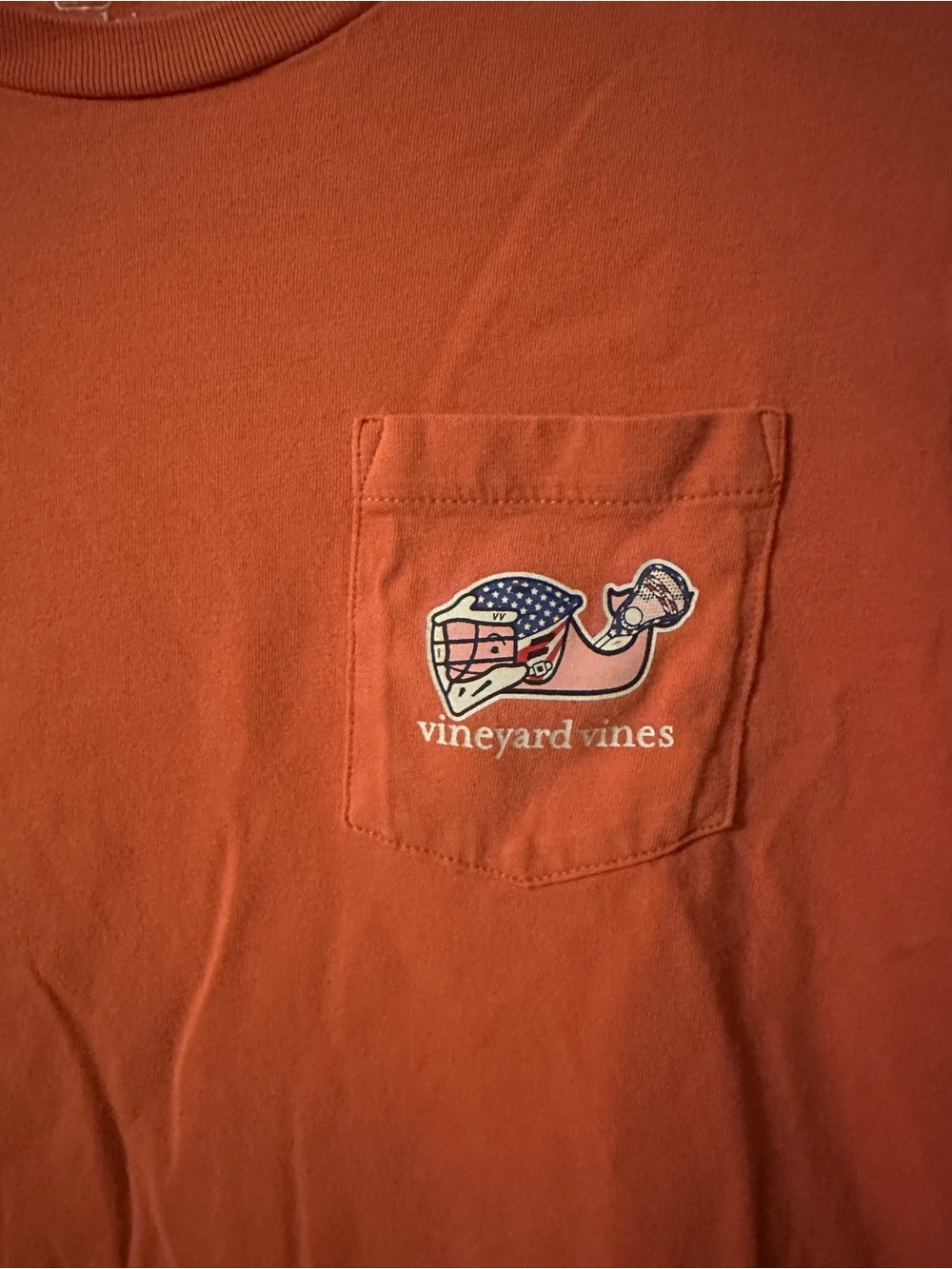 Vineyard Vines Kids’s Short-Sleeve Pocket Tee in Coral - Lacrosse Themed - Picture 2 of 4
